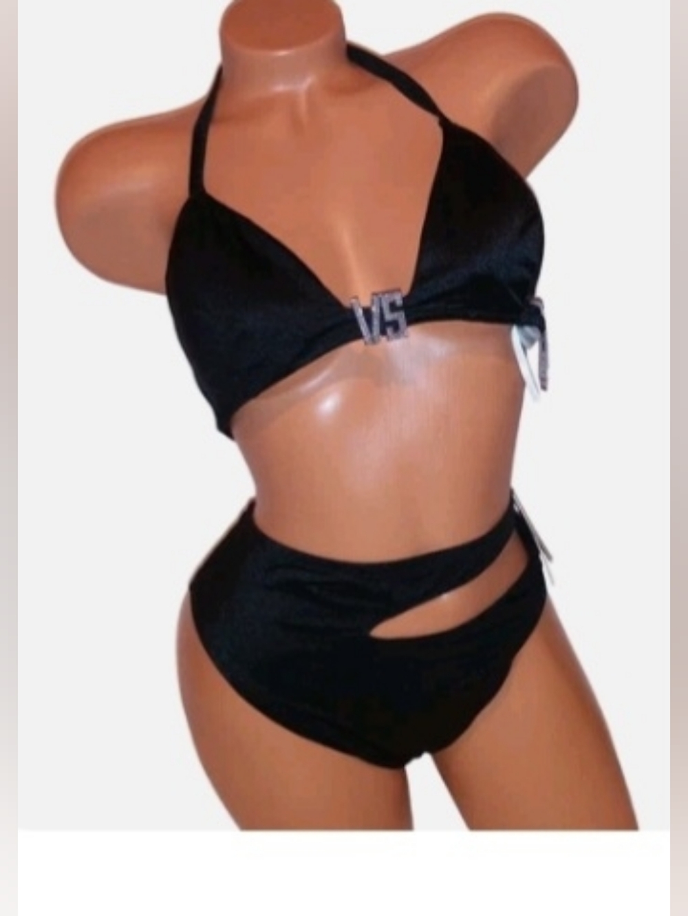 Victoria's Secret Black Halter Cutout High-Waist Bikini